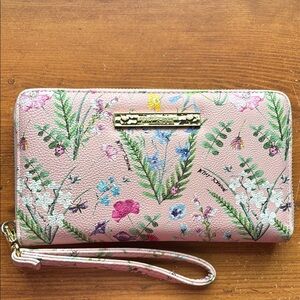 Tropical Pink and Green Wallet with Wristlet